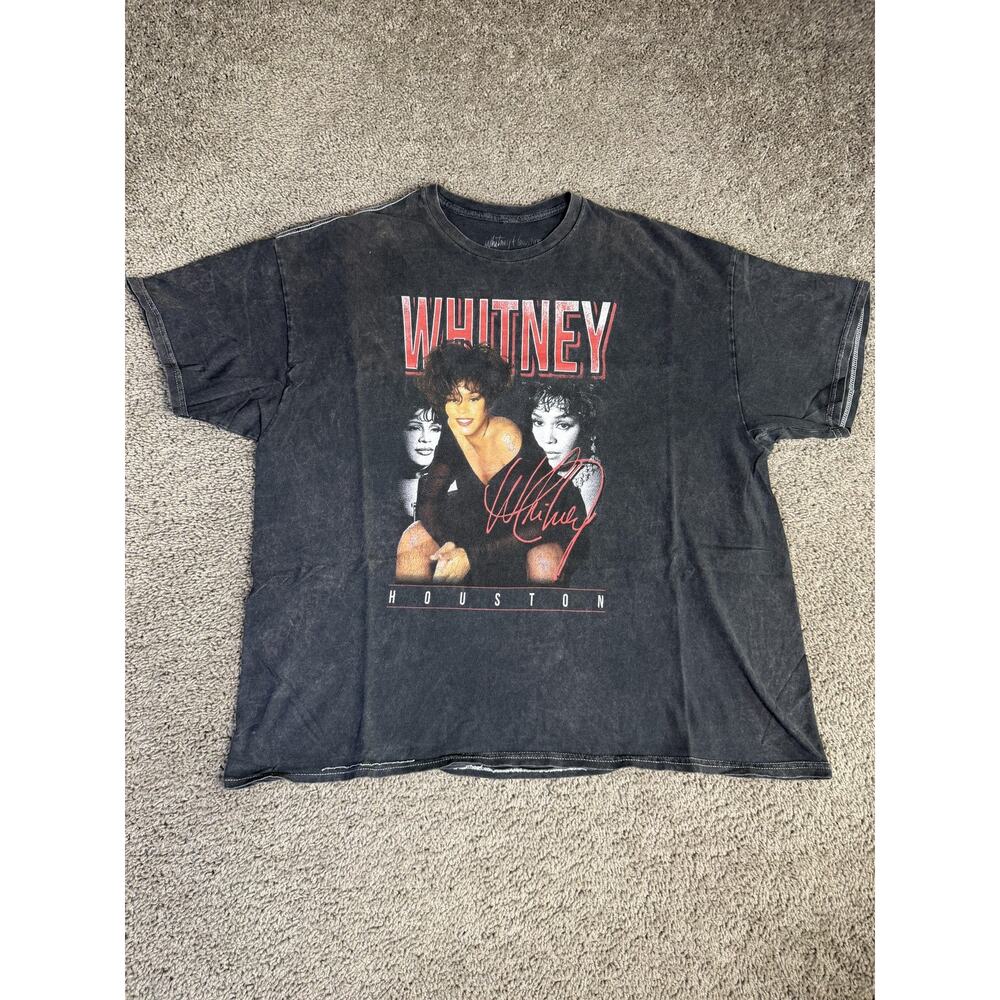 Vintage Whitney Houston Shirt Mens 2XL Black Graphic Crew Neck Tagless